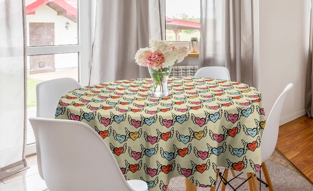 Tovaglia Circolare ABAKUHAUS 150cm Cuori San Valentino - Design Moderno
