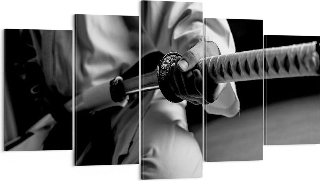 Bild auf Leinwand - Leinwandbild - Samurai-Schwert - 160x85cm - Wand Bild - Wanddeko - Wandbilder - Leinwanddruck - Bilder - Kunstdruck - Wanddekor...