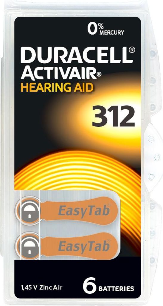 Duracell Activair Zinc Air 312 1,45 V (6 ks v blistru) Obrázek produktu 