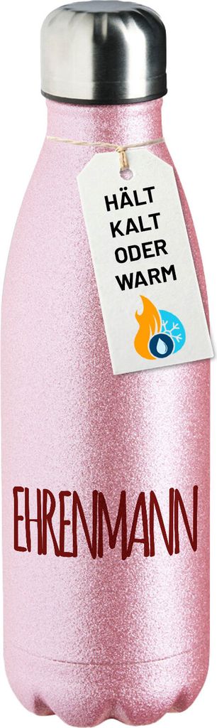Huuraa Trinkflasche Ehrenmann Jugendwort 500ml Pink Edelstahl Wasserflasche Trinkflasche Geschenkidee