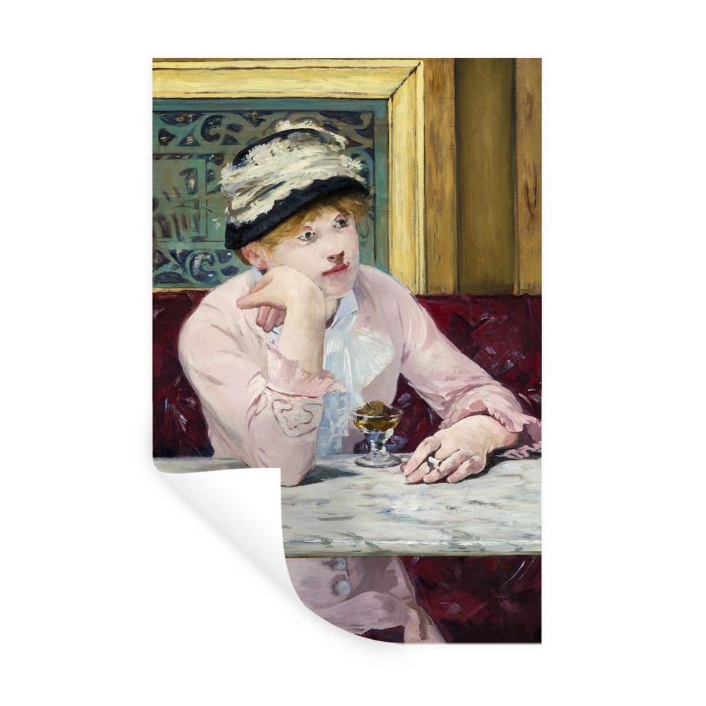 MuchoWow Wandtattoo Wandsticker Wandaufkleber Pflaumenschnaps - Edouard Manet 20x30 cm Selbstklebend und Repositionierbar - Sticker - Dekorfolie