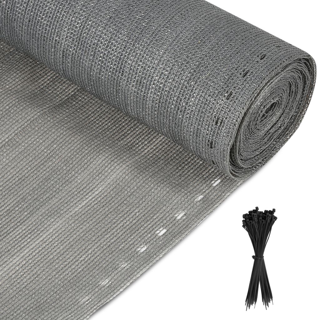Jiubiaz Schattiergewebe Zaunblende Tennisblende 1.2x10M Sichtschutz HDPE Zaun Netz Schattier Gewebe Windschutz Grau