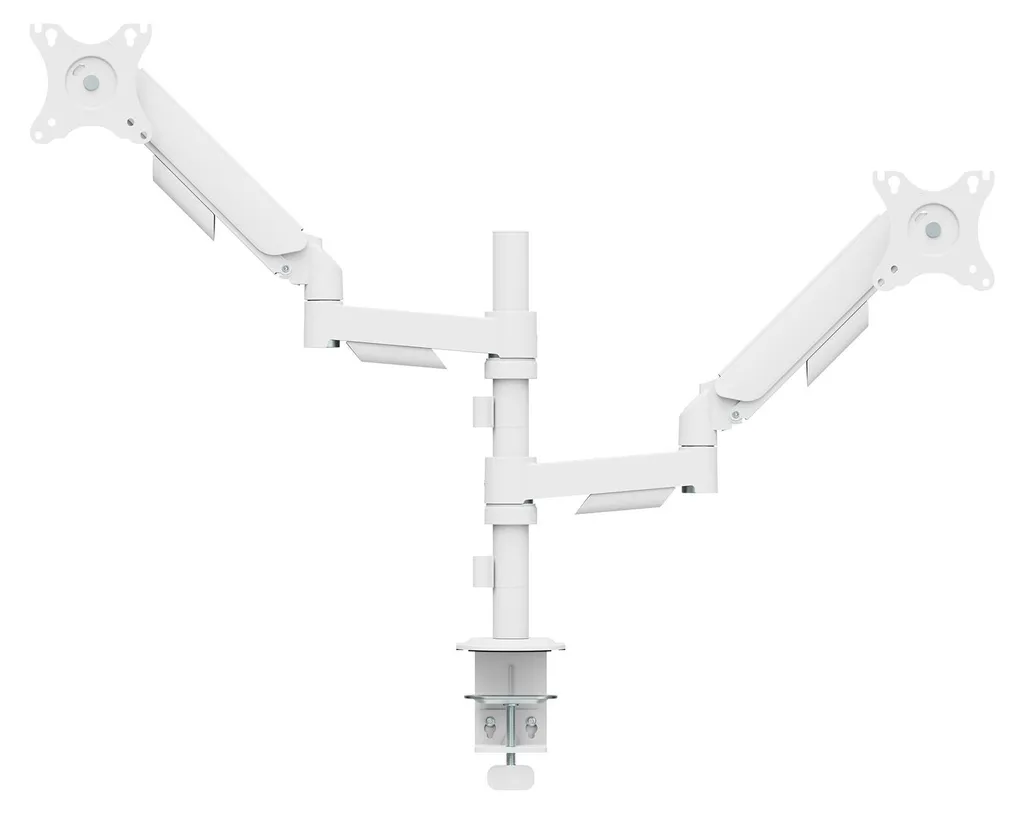 Support double écran PC 17-32 pouces avec mât à ressort mécanique Blanc