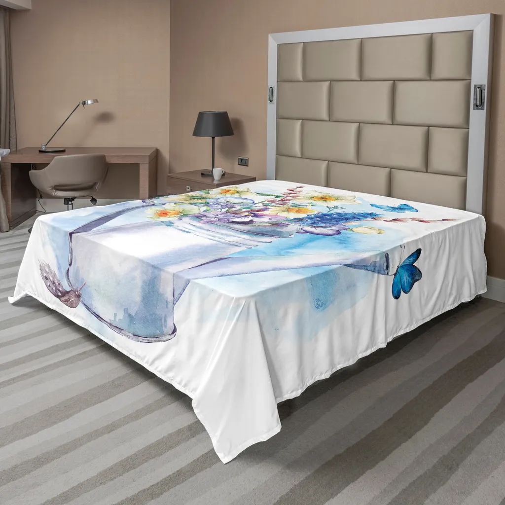 Grand drap de lit 260x228 anti-plis, Motif Floral pour Lit Décoratif