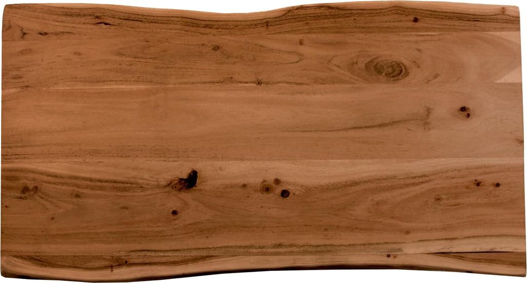 Holzplatte 80x40 cm Emilio, Tischplatte aus Akazienholz massiv + nussbaumfarben, Baumkanten-Platte für Heimwerker, geeignet für Arbeitsplatten, T...