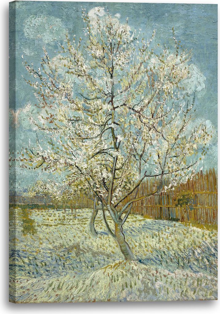 Leinwandbild (40x60cm): Vincent van Gogh - Der pinke Pfirsischbaum, echter Holz-Keilrahmen inkl. Aufhänger, handgefertigt in Deutschland