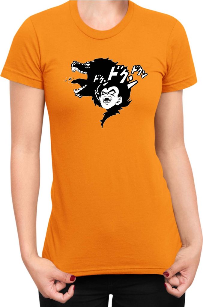 Damen T-Shirt Dragon Anime Manga Ball Z Vegeta Beast 01, Lady XS / Orange