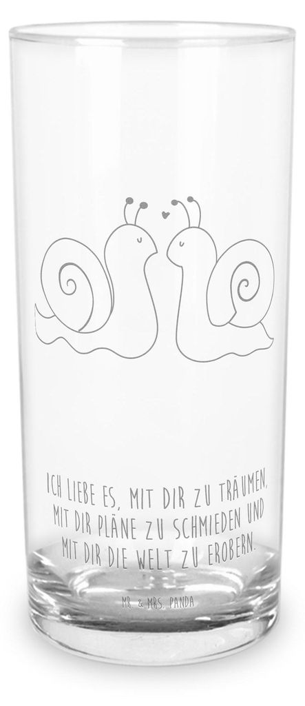 Mr. & Mrs. Panda Trinkglas Schnecken Liebe 400 ml - Transparent - Geschenk, Longdrinkglas, Zukunft, Glas, Träume, Cocktailglas, Freundin, Wassergl...