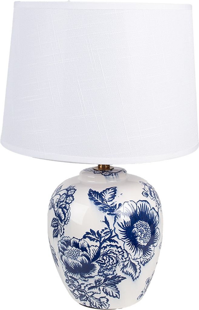 Stolní lampa Clayre & Eef Ø 28x42 cm Bílá modrá keramika Obrázek produktu 