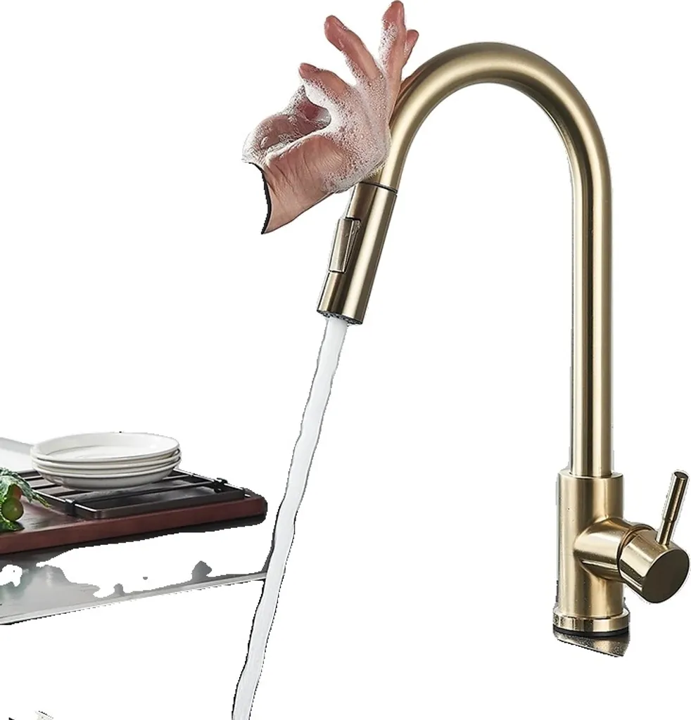 Rubinetto Cucina Oro Spazzolato Touch - Ideale per Famiglie e Bambini