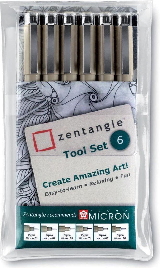 Sakura Fineliner Set Zentangle Pigma Micron 6 Stück schwarz Zeichnen