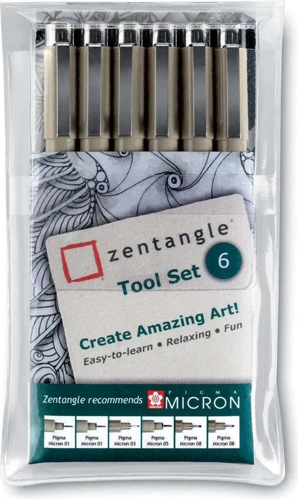 Sakura Set Zentangle 6 Pezzi - Pennarelli Pigma Micron per Disegno Tecnico