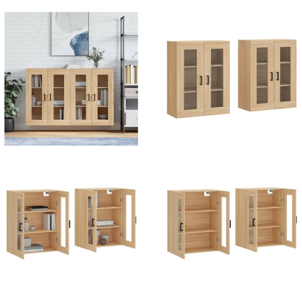 vidaXL Wandschränke 2 Stk. Sonoma Eiche Holzwerkstoff - Wandschrank - Wandschränke - Schrank - Lagerschrank