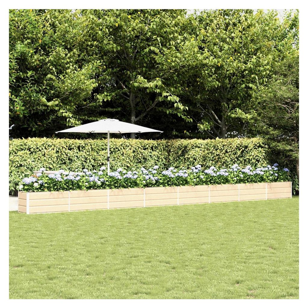 Blumenkästen, elfenbeinfarben, 480 x 50 x 45 cm, verzinkter Stahl, Hochbeet, Pflanzkübel für Blumen, Sukkulenten, Terrasse, Balkon