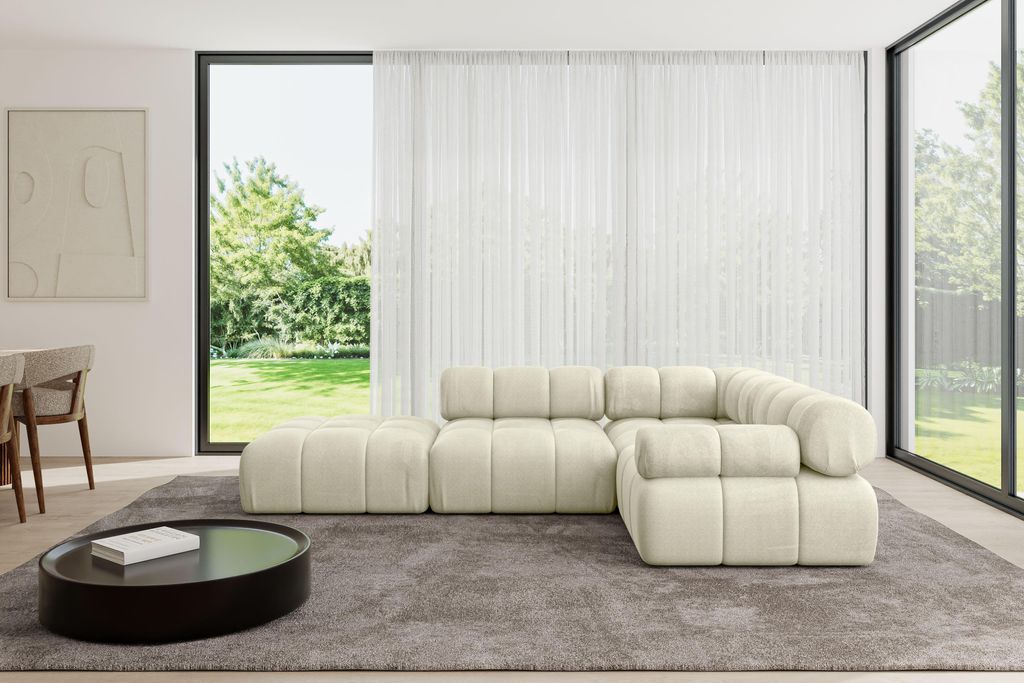ALTDECOR Modulares Sofa Ecksofa in L-Form - Felto-L1 - 285x190x70 cm Beige Corner modular Sofa Eckcouch Couch Wohnlandschaft Cauchsofa Polstersofa
