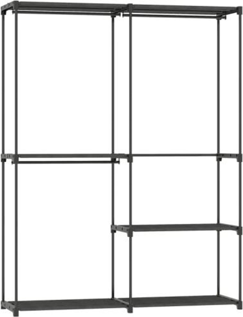 Kleiderstaender Tragbar 142x43x185 cm Schwarz Metallrahmen Mit Stoffregalen Viel Platz