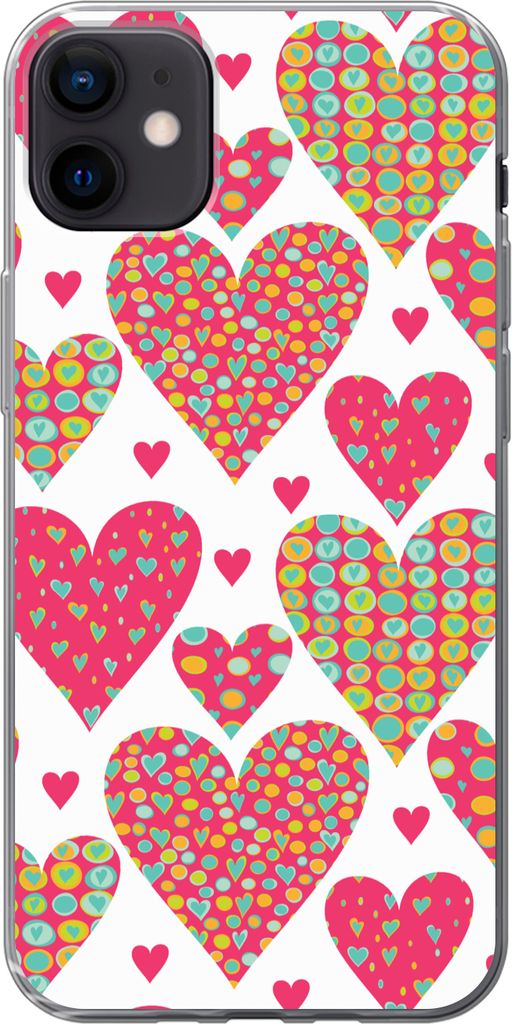 MuchoWow Handyhülle Schutzhülle Hülle für Telefoonhoesje iPhone 12 mini Mädchen - Herz - Liebe - Muster - Mädchen - Kinder - Kinder - Kind ...
