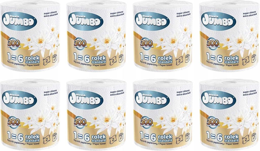 Papierhandtuch 1R SŁONIK JUMBO MAXI 300 Blatt 2W – 8 Stück Produktbild 