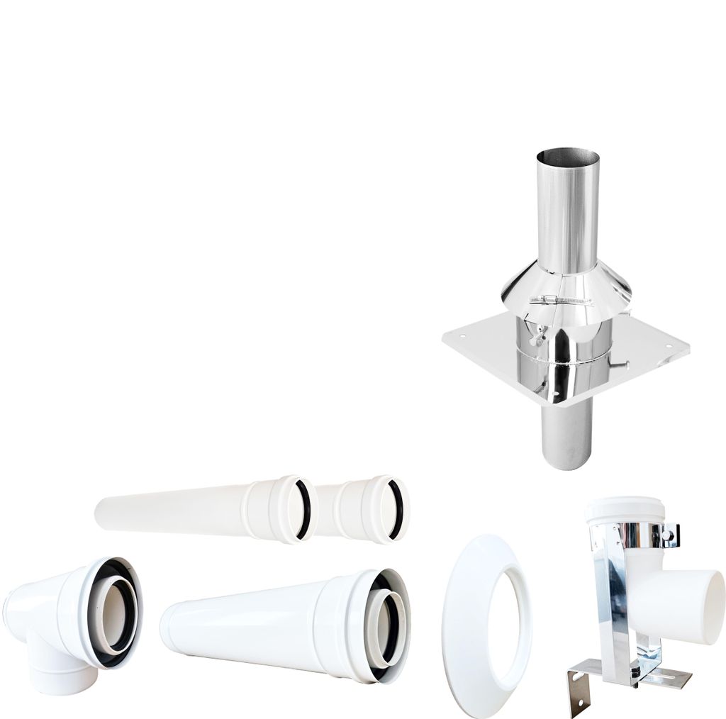 Abgassystem 2 m Schacht Kamin Schornstein Dachdurchführung Abgasrohr DN 60/100