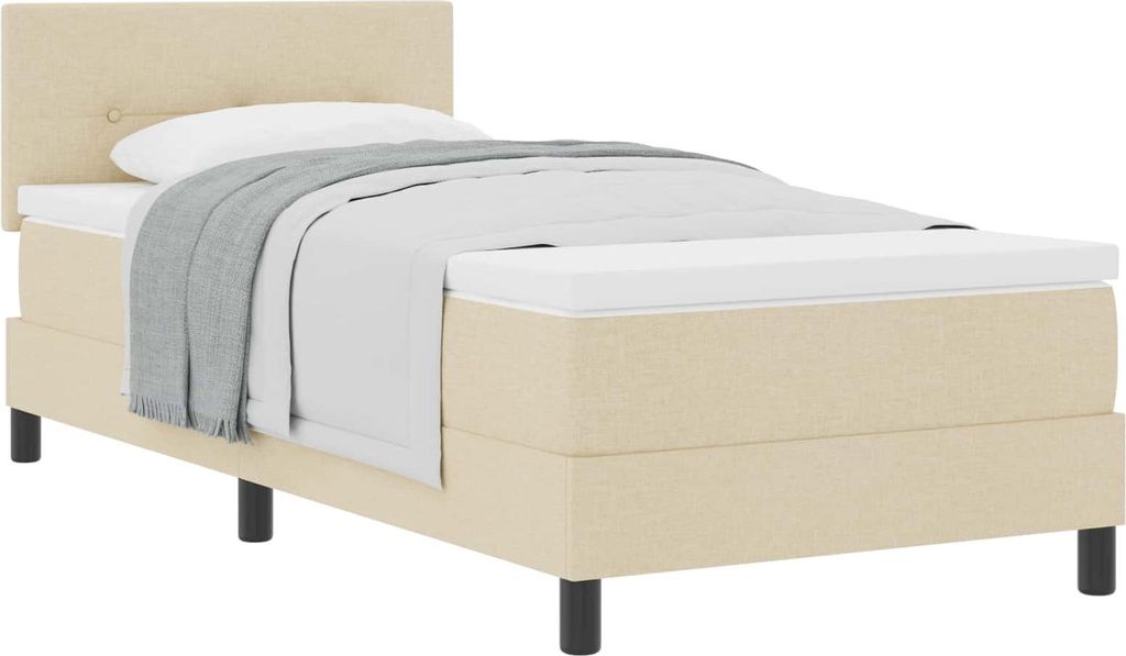 vidaXL Boxspringbett mit Matratze mit Kopfteil Creme 80 x 200 cm Stoff
