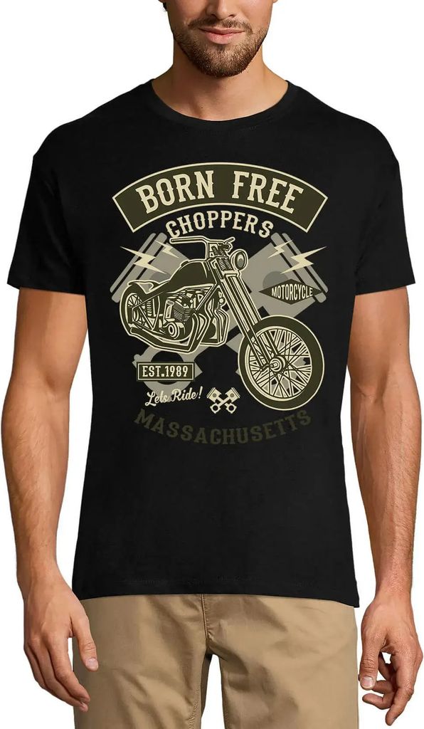 Herren Grafik T-Shirt Born Free Choppers - Massachusetts Motorcycle Öko-Verantwortlich Vintage Jahrgang Kurzarm Lustige Druck Geburtstag Geschenk ...