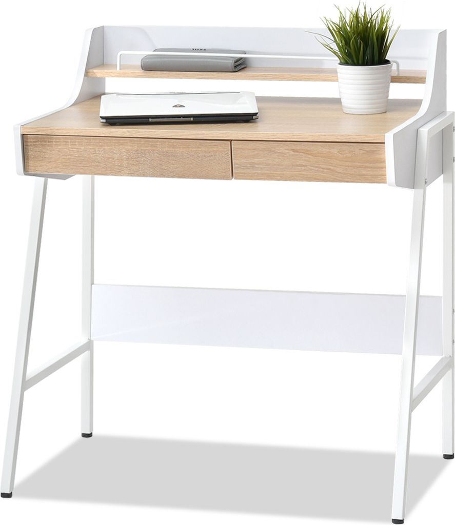 Minimalistický písací stôl RENO - biely / dub sonoma Obrázok produktu 