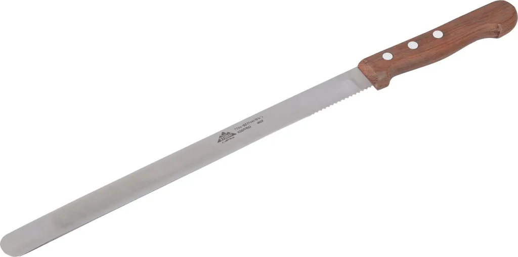 Coltello da prosciutto e da affettare STUBAI con manico in legno, lama rotonda e stretta | 270/22 mm | Coltello da prosciutto in acciaio inox, antiruggine, lavabile in lavastoviglie