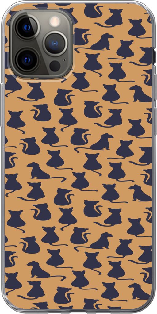 MuchoWow Handyhülle Schutzhülle Hülle für Telefoonhoesje iPhone 12 Pro Muster - Katze - Silhouette - Jungen - Mädchen - Kinder - Kind Siliko...