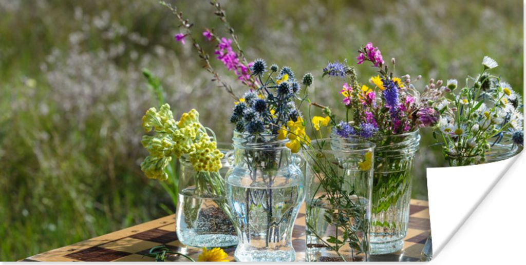 MuchoWow Poster Vase - Blumen - Farben 150x75 cm - ohne Rahmen