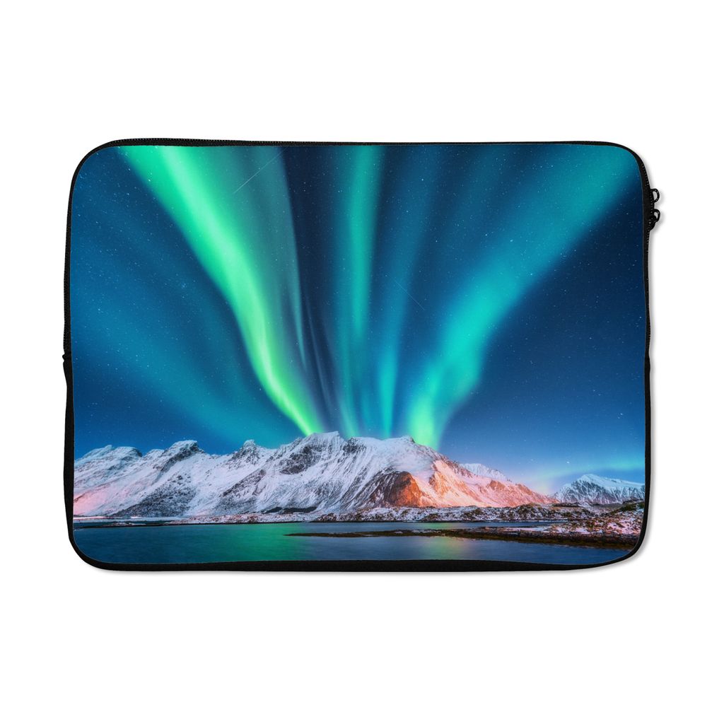 MuchoWow Laptop Hülle 13 Zoll Noorlicht - Wasser - Schnee - Spiegelung Laptoptasche - Laptophülle - Sleeve - Rundumschutz