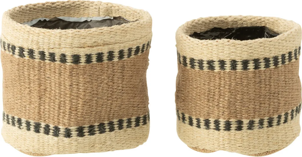 Set 2 Corbeilles de Rangement Salon et Chambre en Jute Naturelle J-Line