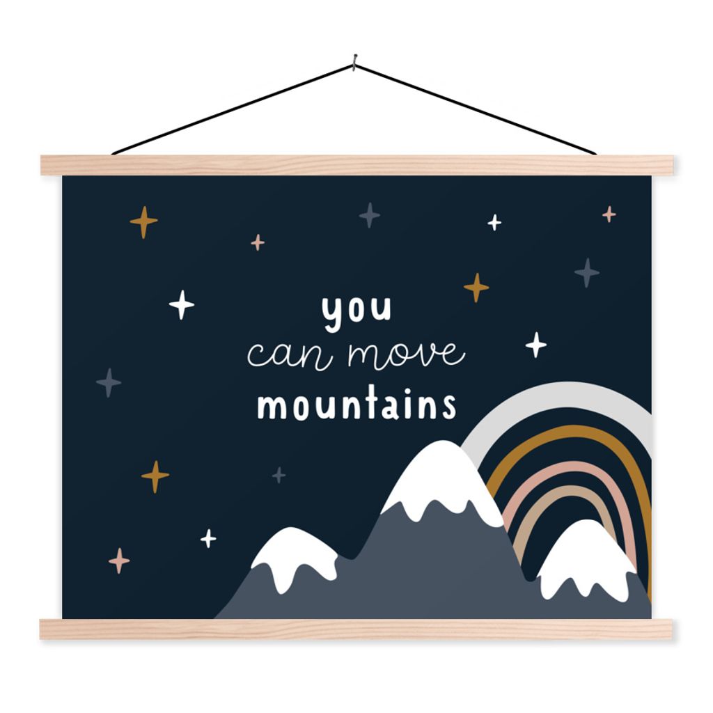 MuchoWow Textilposter Zitate - Du kannst Berge versetzen - Kinder - Sprichwörter - Baby - Jungen - Mädchen 40x30 cm mit holzfarbenen Rahmen - B...