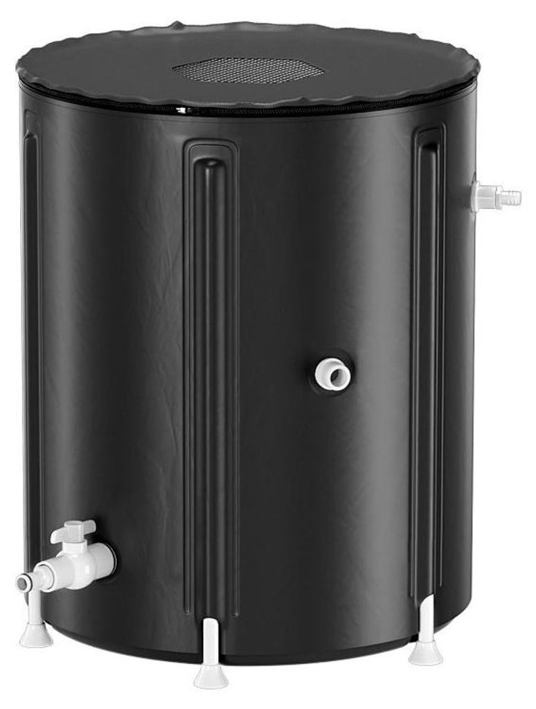 Izrielar 200L Regentonne Faltbar Schwarz – Regenwassertonne Regenfass Wassertank aus PVC für Garten, Platzsparender Regenwasserspeicher