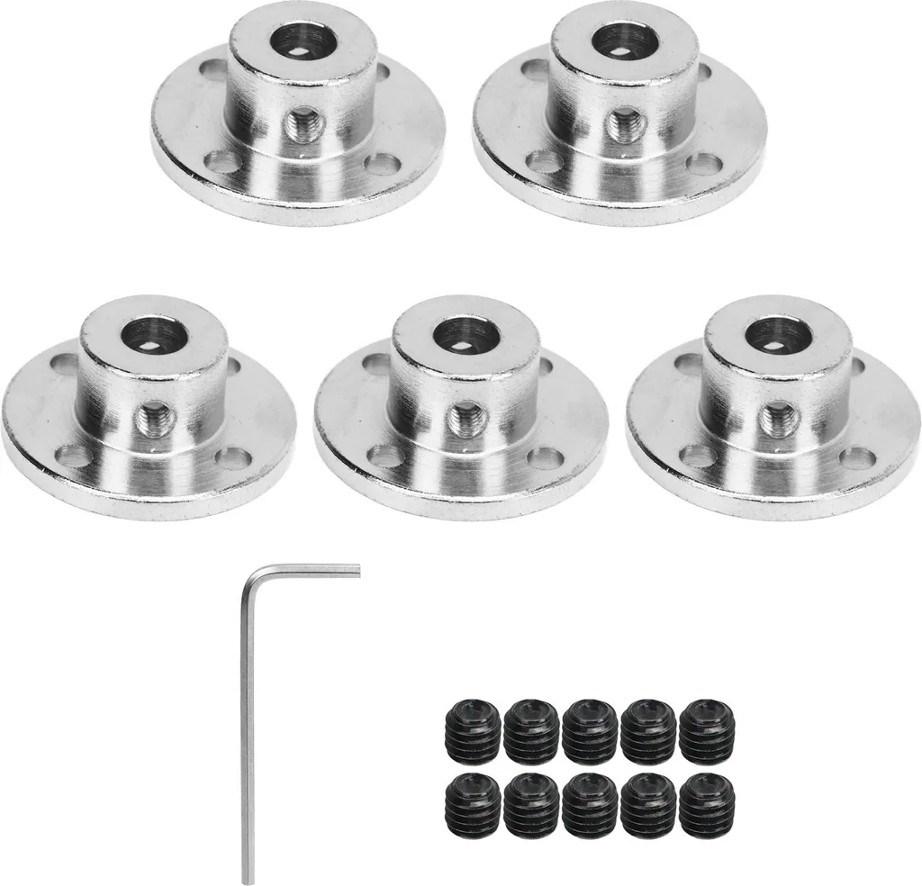 Kit 5pz Accoppiatore Flangia 7mm Acciaio Rigido per Motori e Robotica