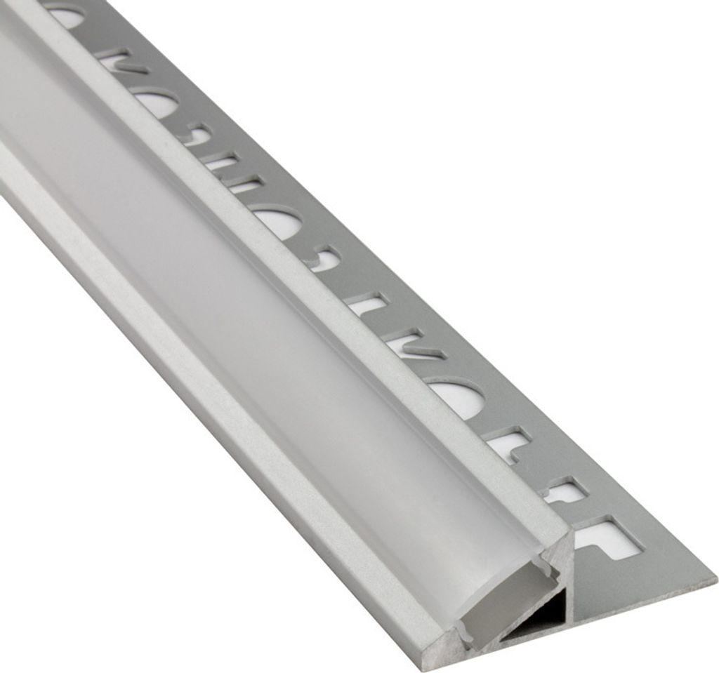 T77 LED Alu Fliesenprofil 12mm silber 30° 1m opal