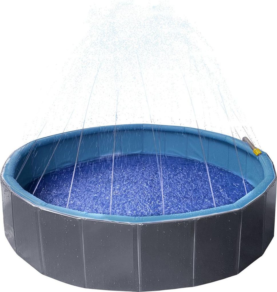 Flamingo Hundepool Sprinkle rund blau/dunkelgrau, Maße: 160 x 160 x 30 cm