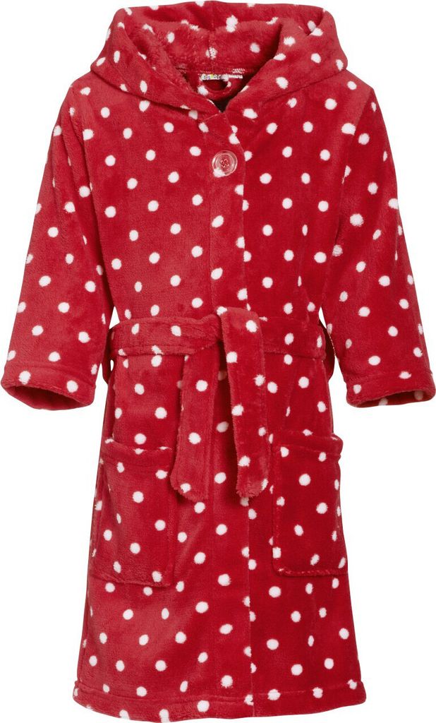Playshoes - Fleece-Bademantel für Kinder - Rot mit Punkten, Gr. 158/164