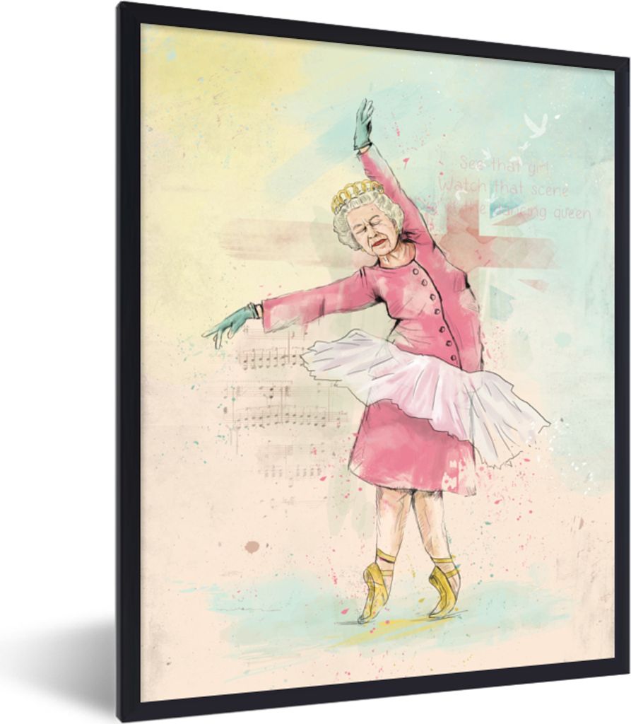 MuchoWow Gerahmtes Poster Königin - Tanz - Großbritannien - Tutu 60x80 cm - Poster mit Schwarzem Bilderrahmen Wandposter Rahmen Foto Bilder - P...