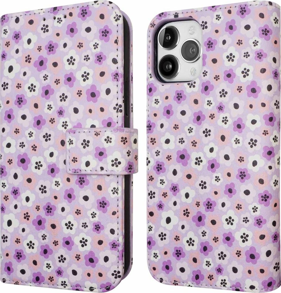 imoshion Design Klapphülle iPhone 12 (Pro) - Purple Flowers Produktbild 