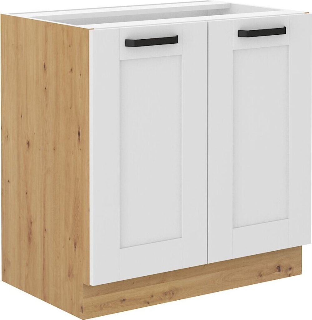 Zweitüriger Unterschrank LAILI – Breite 80 cm, Weiß / Eiche Artisan