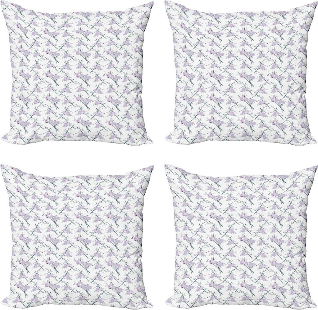ABAKUHAUS Blumen Kissenbezug Set (4 Stück), Dornige White Rose Bundle, Moderner Doppelseitiger Digitaldruck, 45 cm x 45 cm, Mehrfarbig