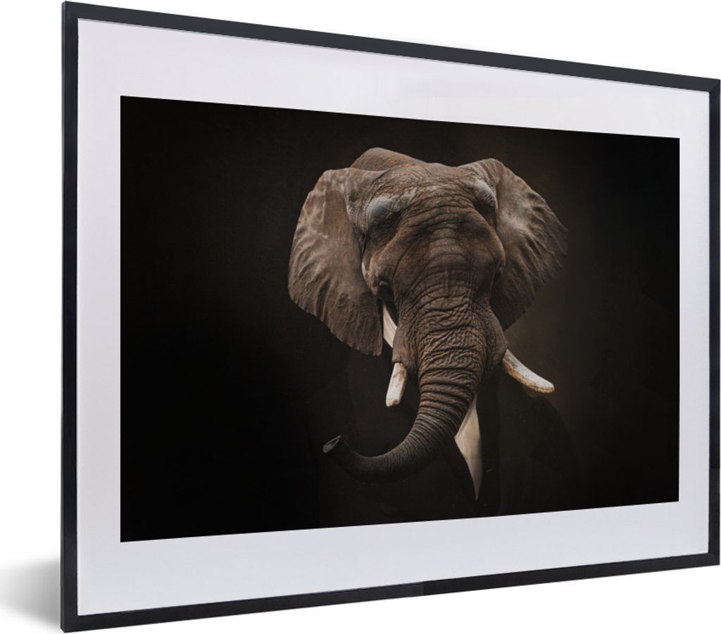 MuchoWow Gerahmtes Poster Alte Meister - Elefant - Anzug 40x30 cm - Poster mit Schwarzem Bilderrahmen Wandposter Rahmen Foto Bilder - Bilderrahme...
