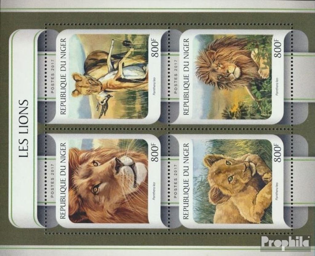 Briefmarken Niger 2017 Mi 4890-4893 Kleinbogen (kompl. Ausg.) postfrisch Löwen