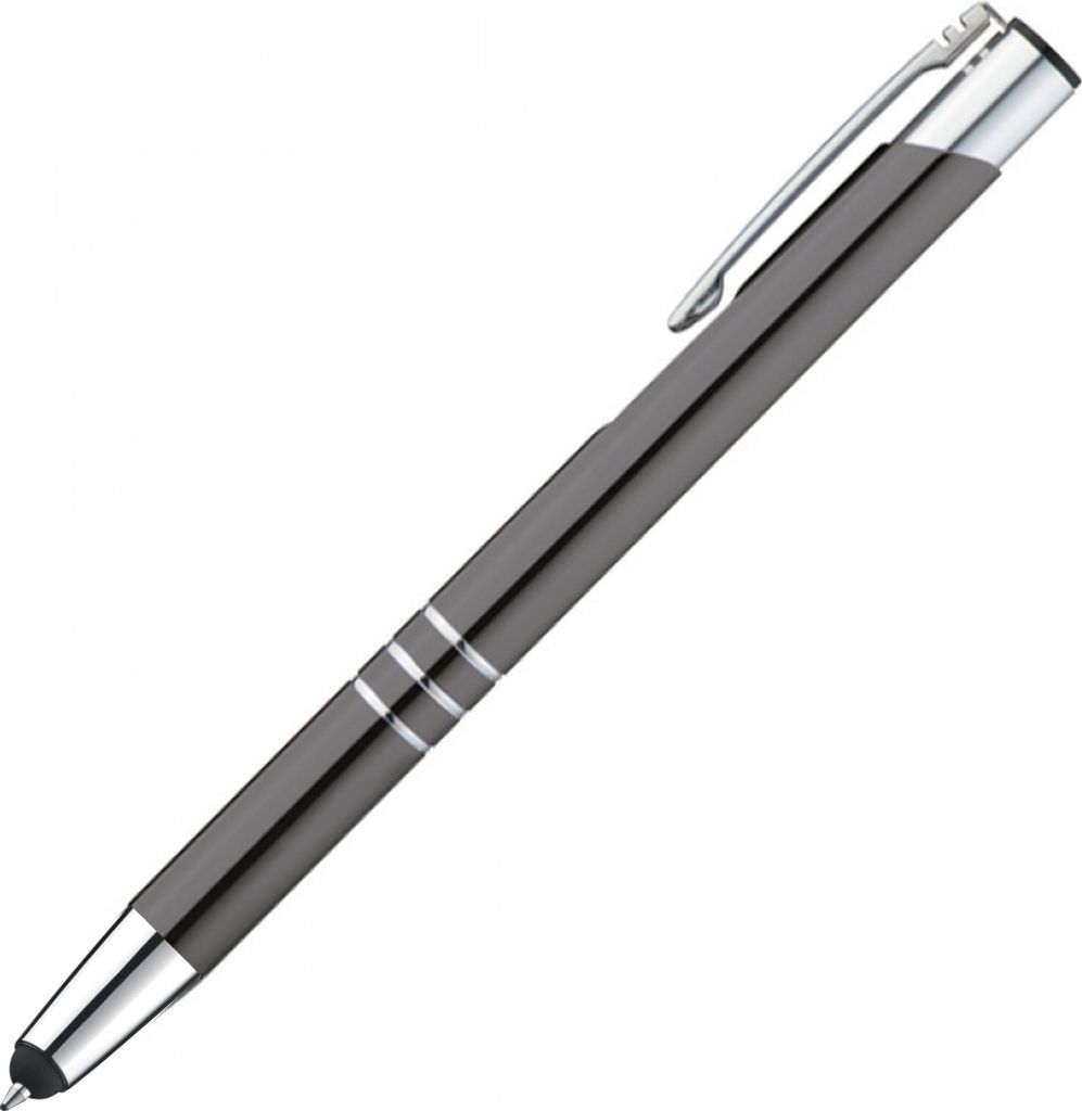 10 Touchpen Kugelschreiber aus Metall / Farbe: anthrazit