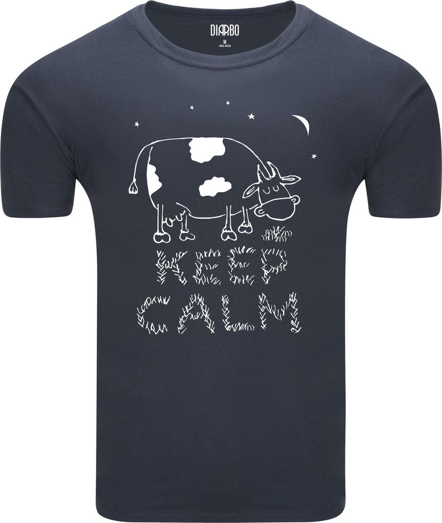 Diarbo Herren T-Shirt mit Lustiger Druck Ruhig halten Dunkelgrau Gr.L