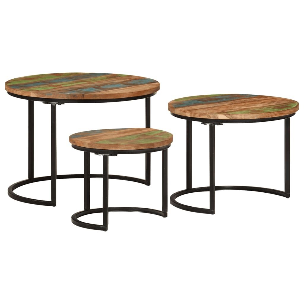 Set tavoli 3 pezzi. Legno massiccio riciclato Immagine del prodotto 