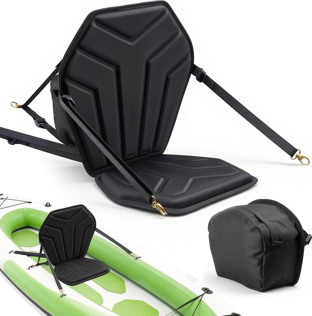 VEVOR 1 x Kajaksitz 31 mm Dicke, Gepolsterter Sitz für Paddleboard, Bootssitz mit Rückenlehne & Aufbewahrungstasche & Verstellbaren Gurten & Sech...