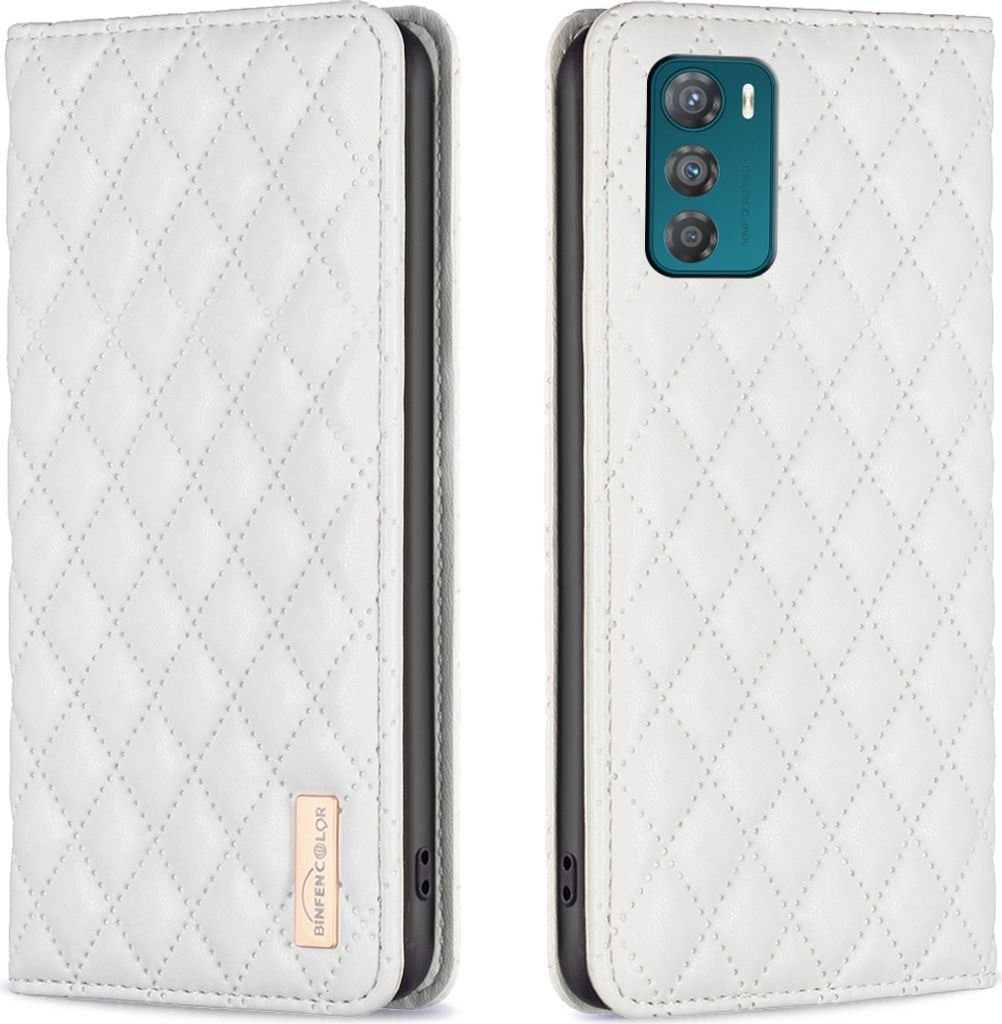 Moto G42 Hülle, Elegant Bookstyle Flip Leder Kartenfächer Schutzhülle mit Ständer für Motorola Moto G42 Weiß