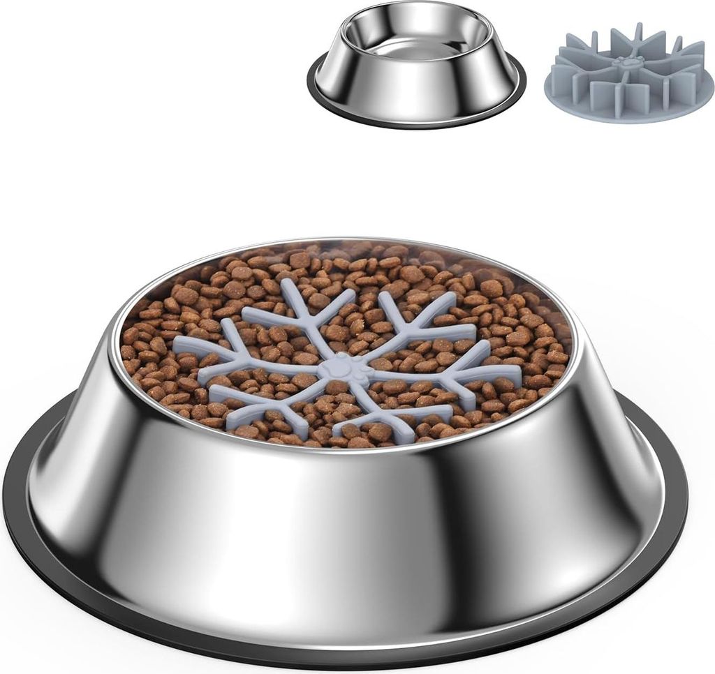 Anti-Schlingnapf für Hunde - 2-in-1 rutschfester Futternapf für Hund und Katze