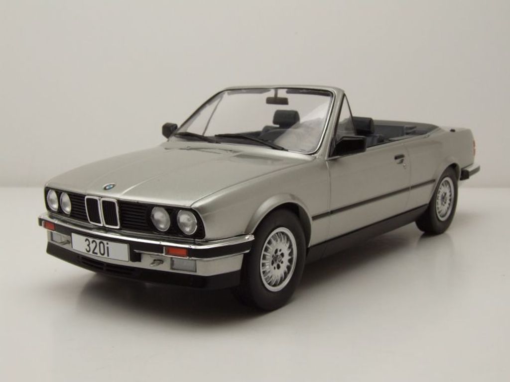BMW 3er Cabrio E30 1985 silber Modellauto 1:18 MCG